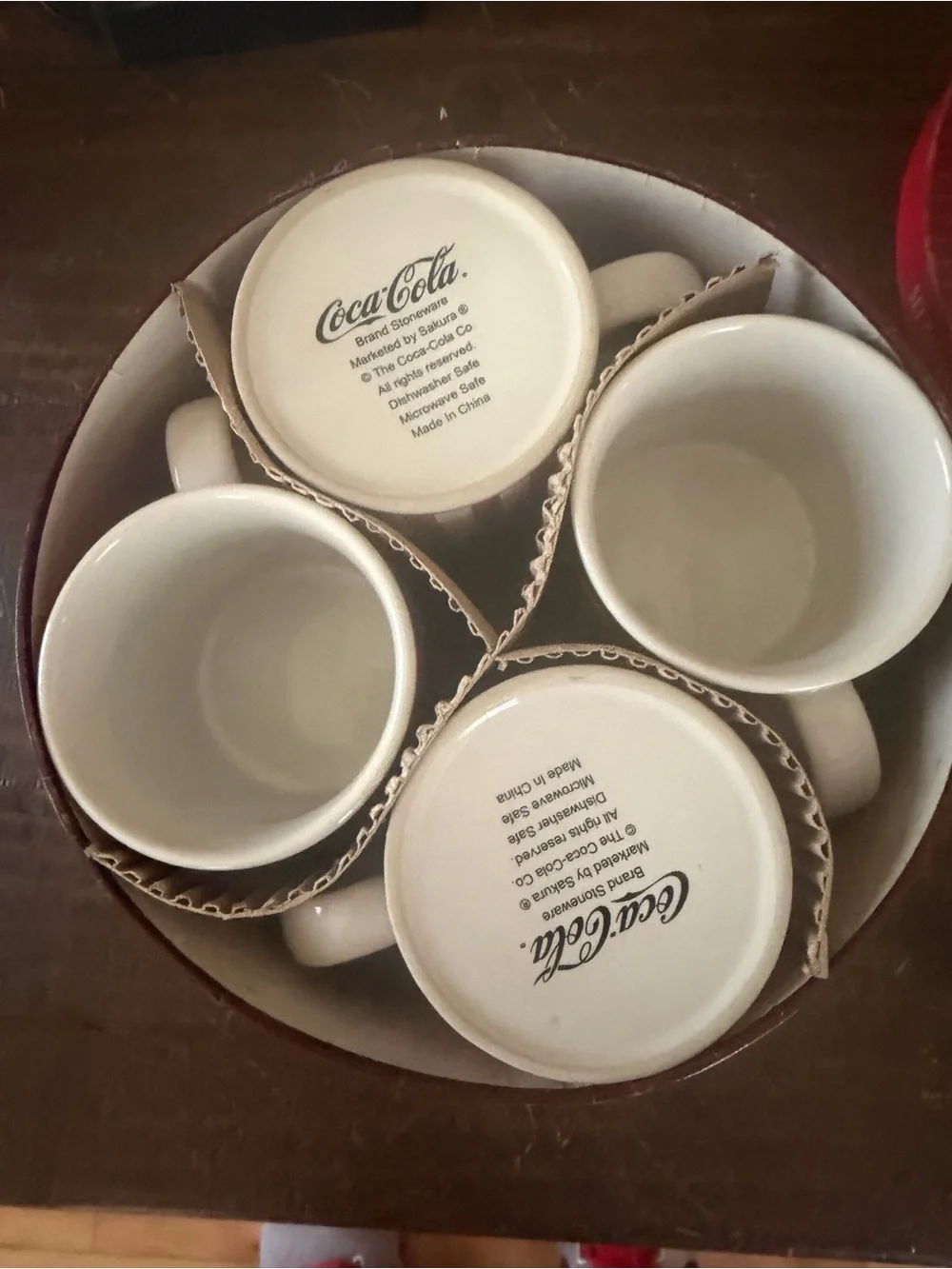 Coca Cola Red and White Striped Mug Set with Logo